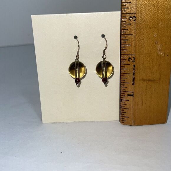 Genuine Crystal Stone Earrings, Sterling Silver Hand Carved Earrings, NWOT - Picture 4 of 7